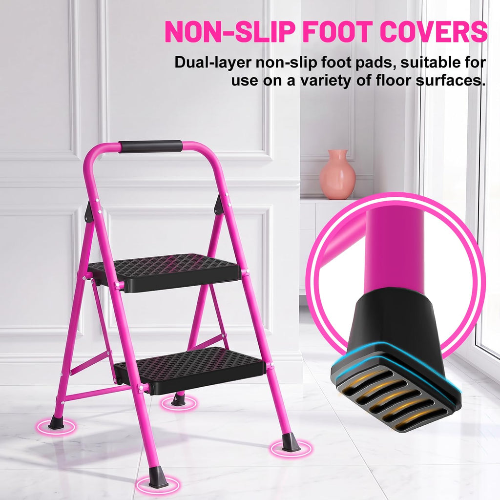 Pink Foldable 2 Step Ladder H8032