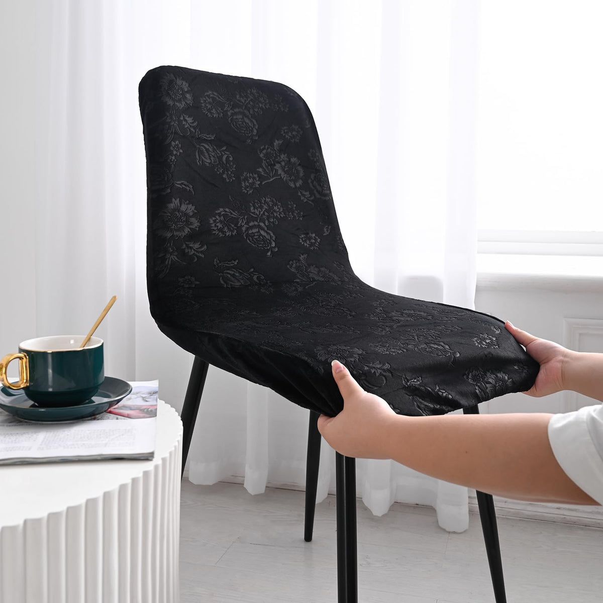Stretch Removable Jacquard Dining Chair Covers Set N93709