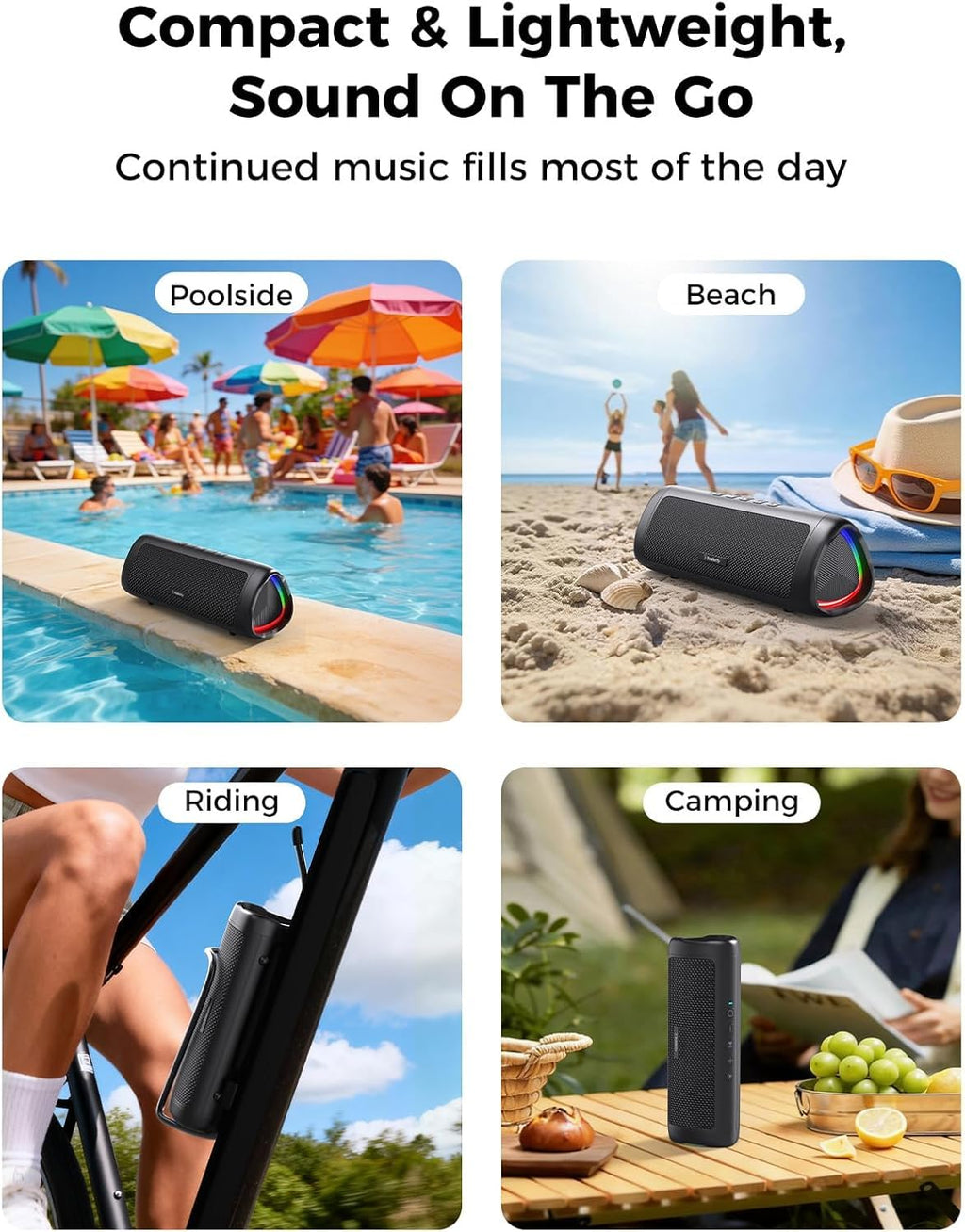 20W Portable Wireless Bluetooth Speaker, IPX5 Waterproof, Black L133