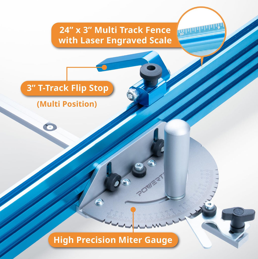 Table Saw Precision Miter Gauge System with 27 Angle Stops and T-Slotted Miter Bar P354