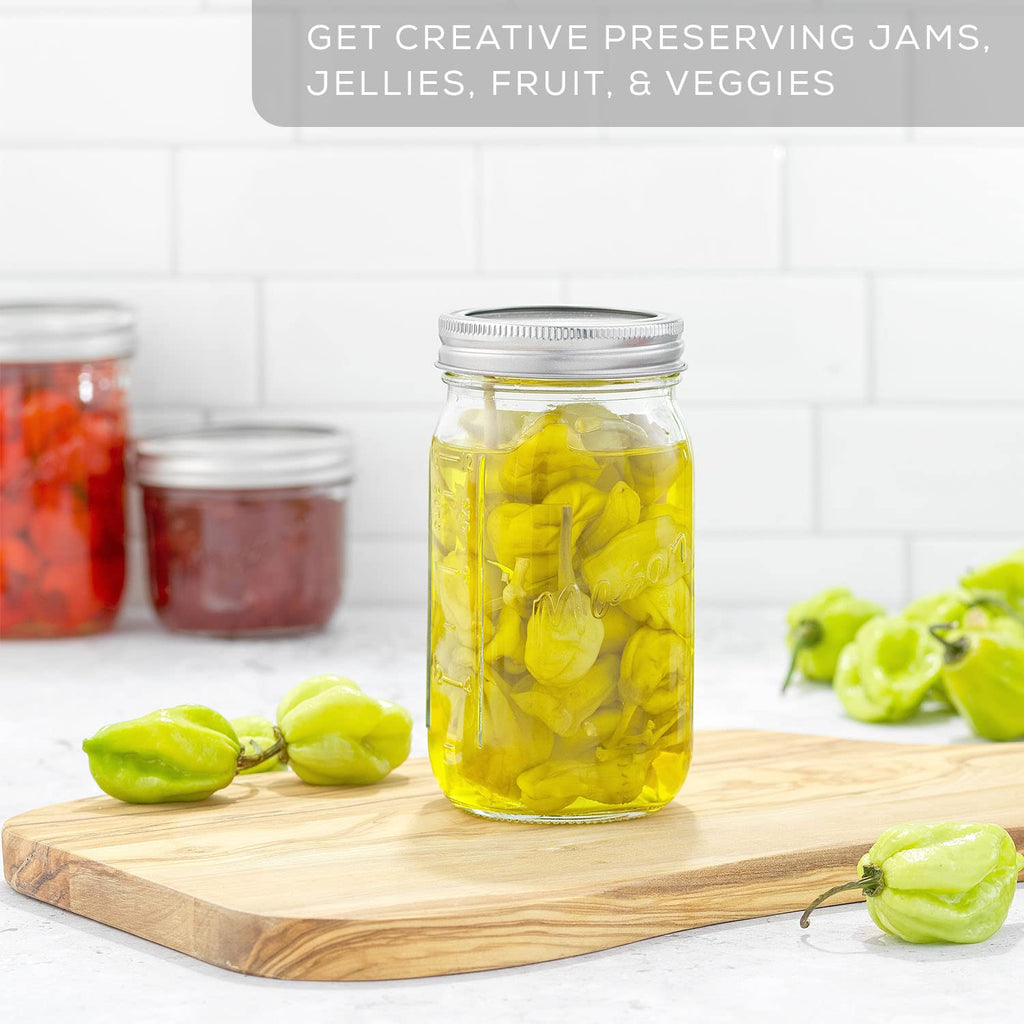 16 Oz 6-Pack Regular Mouth Glass Mason Jars with Lids S888423
