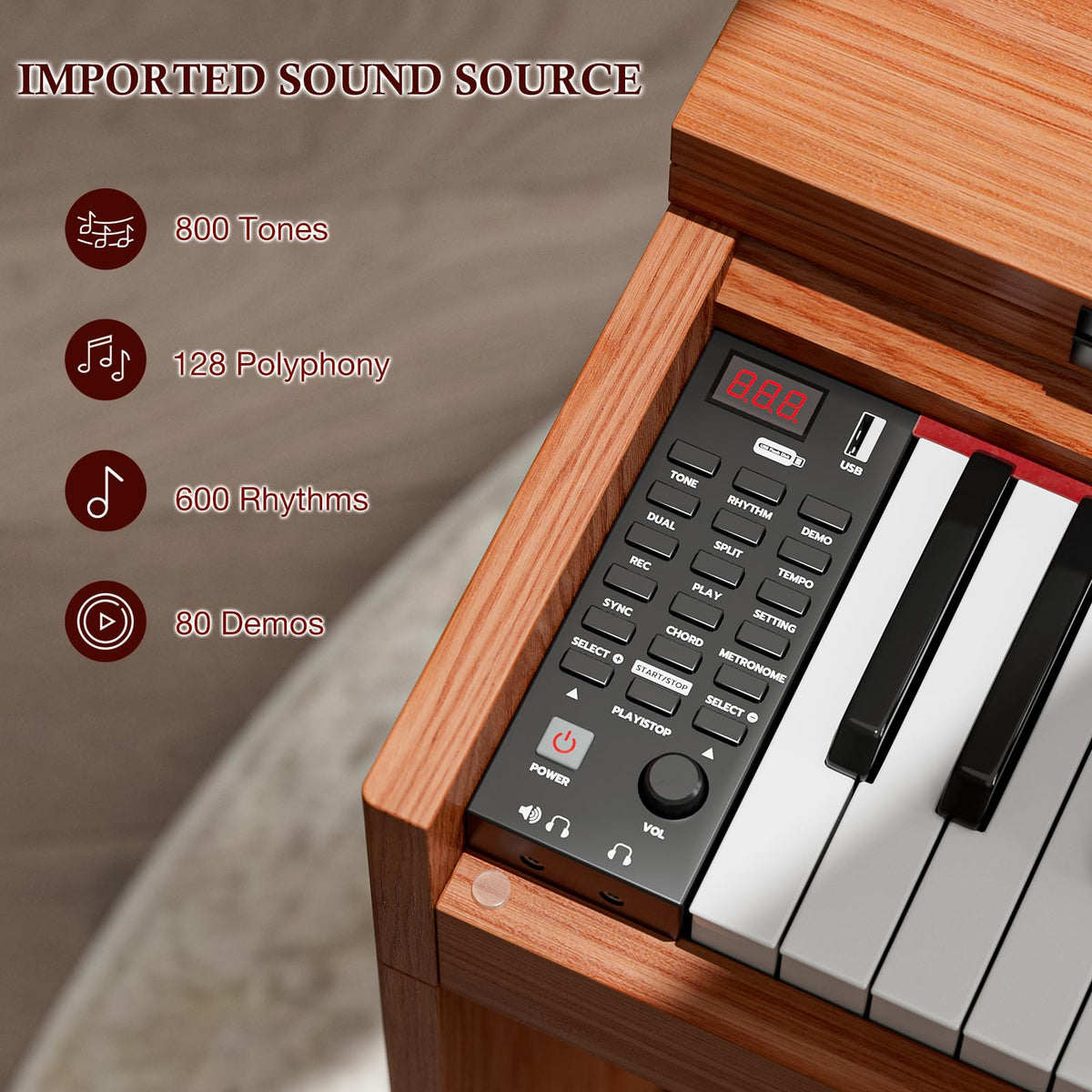 88 Weighted Keys Upright Digital Piano with Bench K338