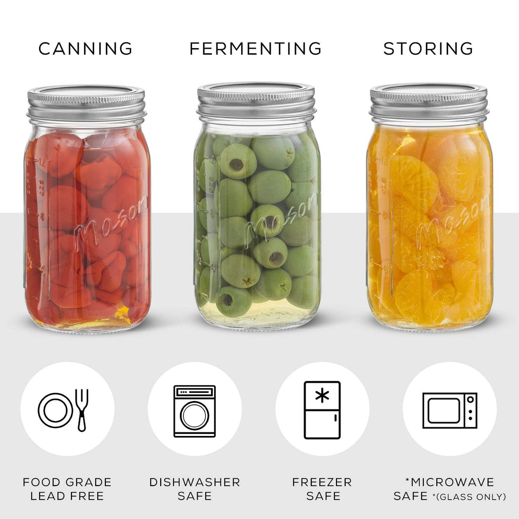 16 Oz 6-Pack Regular Mouth Glass Mason Jars with Lids S888423