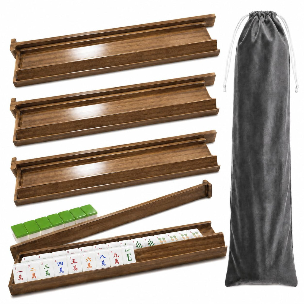 Acacia Wooden Mahjong Racks with Pushers H6182
