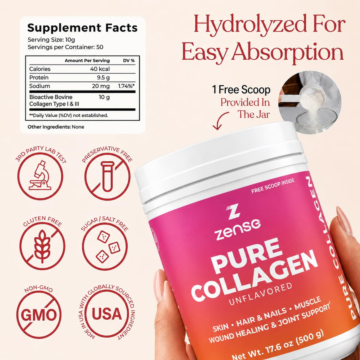 Hydrolyzed Collagen Powder 500 g O105358