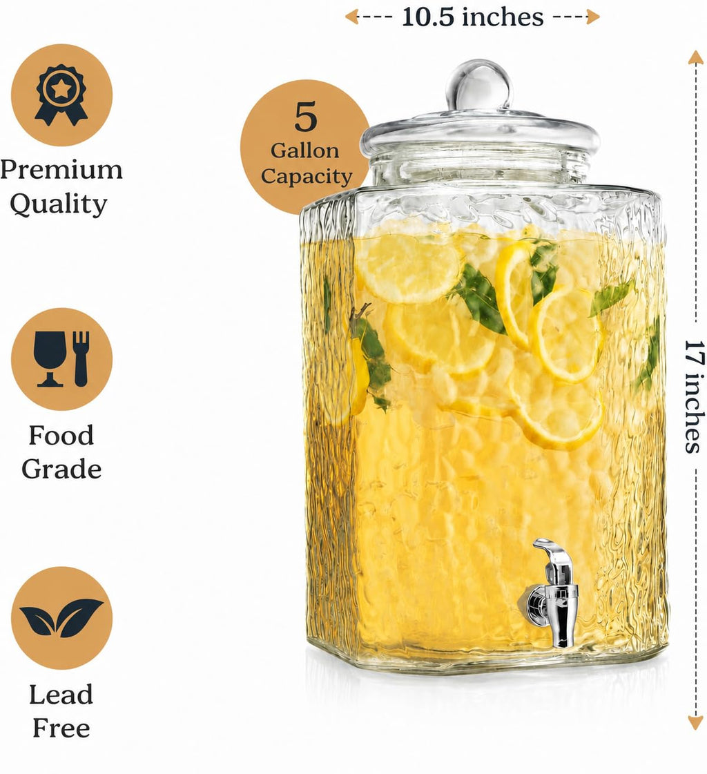 5 Gallon Glass Beverage Dispenser with Spigot G243