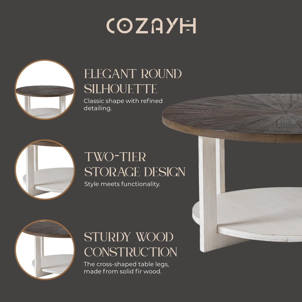 Round Farmhouse Coffee Table M3302