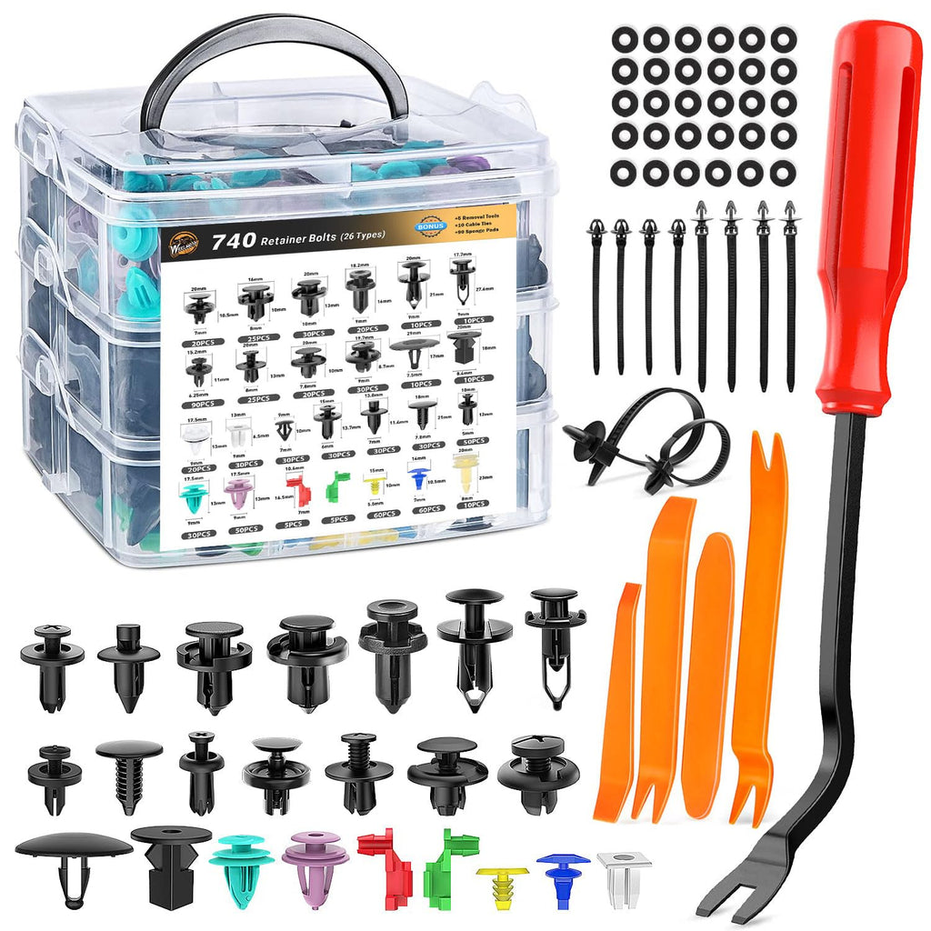 Anti-Fogging Headlights Assembly with 740Pcs Car Push Retainer Clips E977