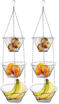 Three Tier Hanging Wire Baskets, Pack of 2 L41876