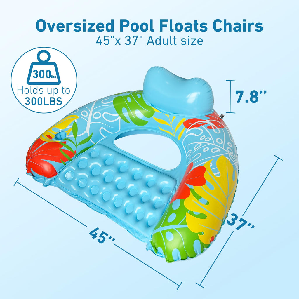 3 Pack Inflatable Pool Float Chairs with Cup Holder I2642