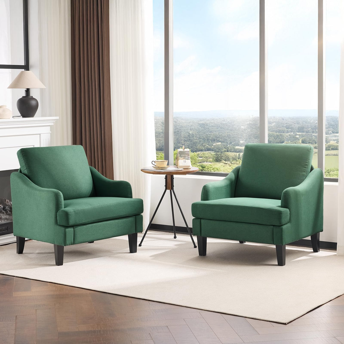 Green Linen Fabric Accent Chairs Set of 2 K58675