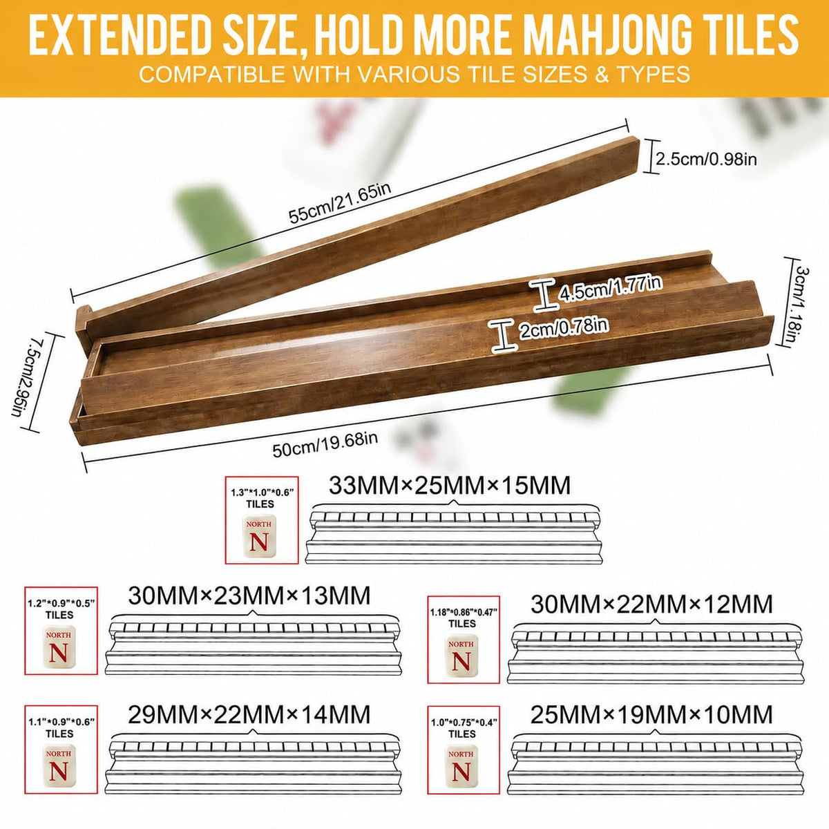 Acacia Wooden Mahjong Racks with Pushers H6182