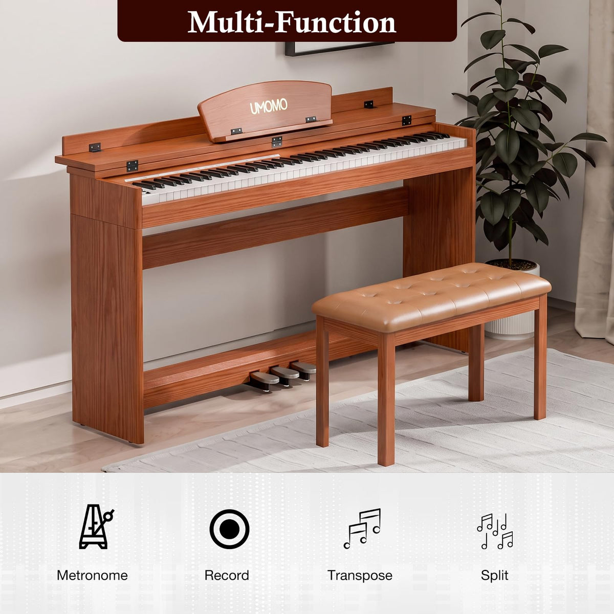 88 Weighted Keys Upright Digital Piano with Bench K338