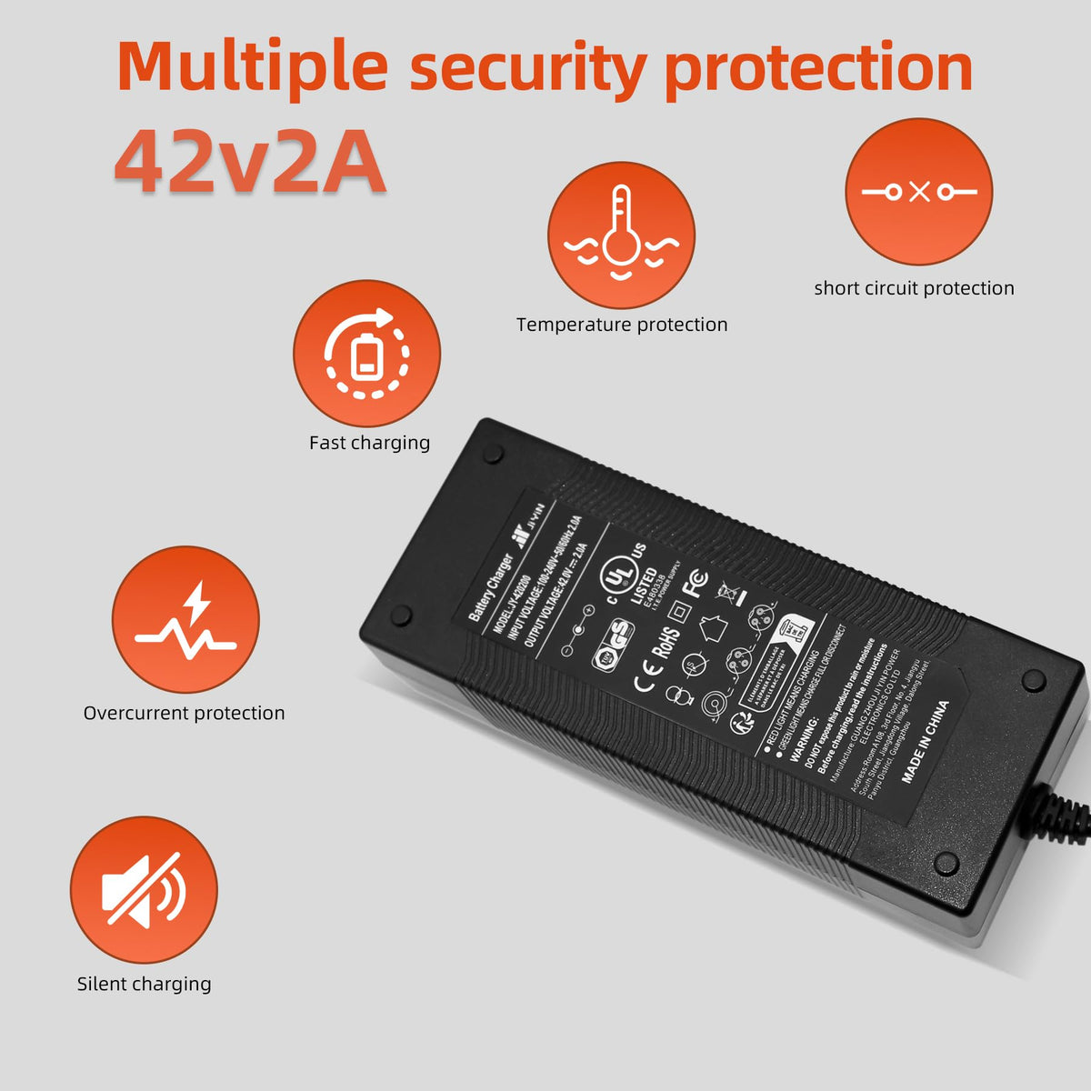 42V 2A Lithium Battery Charger with 3 Connectors T185971