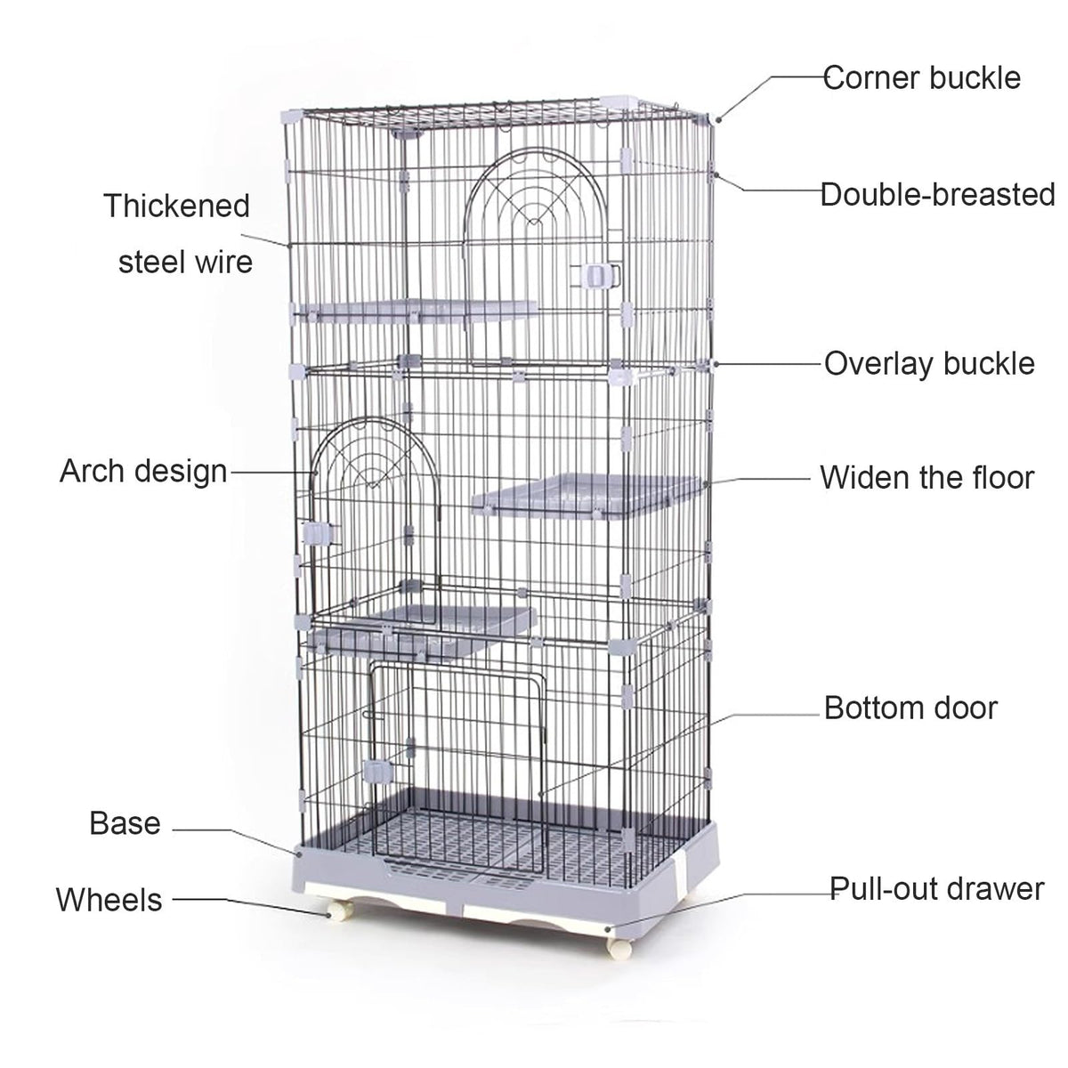 Foldable 4 Tier Large Detachable Cat Cage with Hammock I363