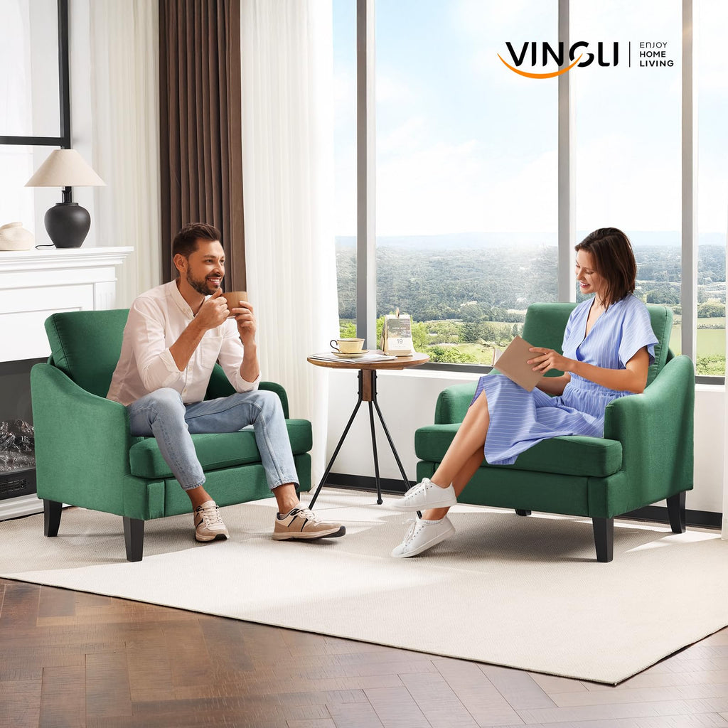 Green Linen Fabric Accent Chairs Set of 2 K58675