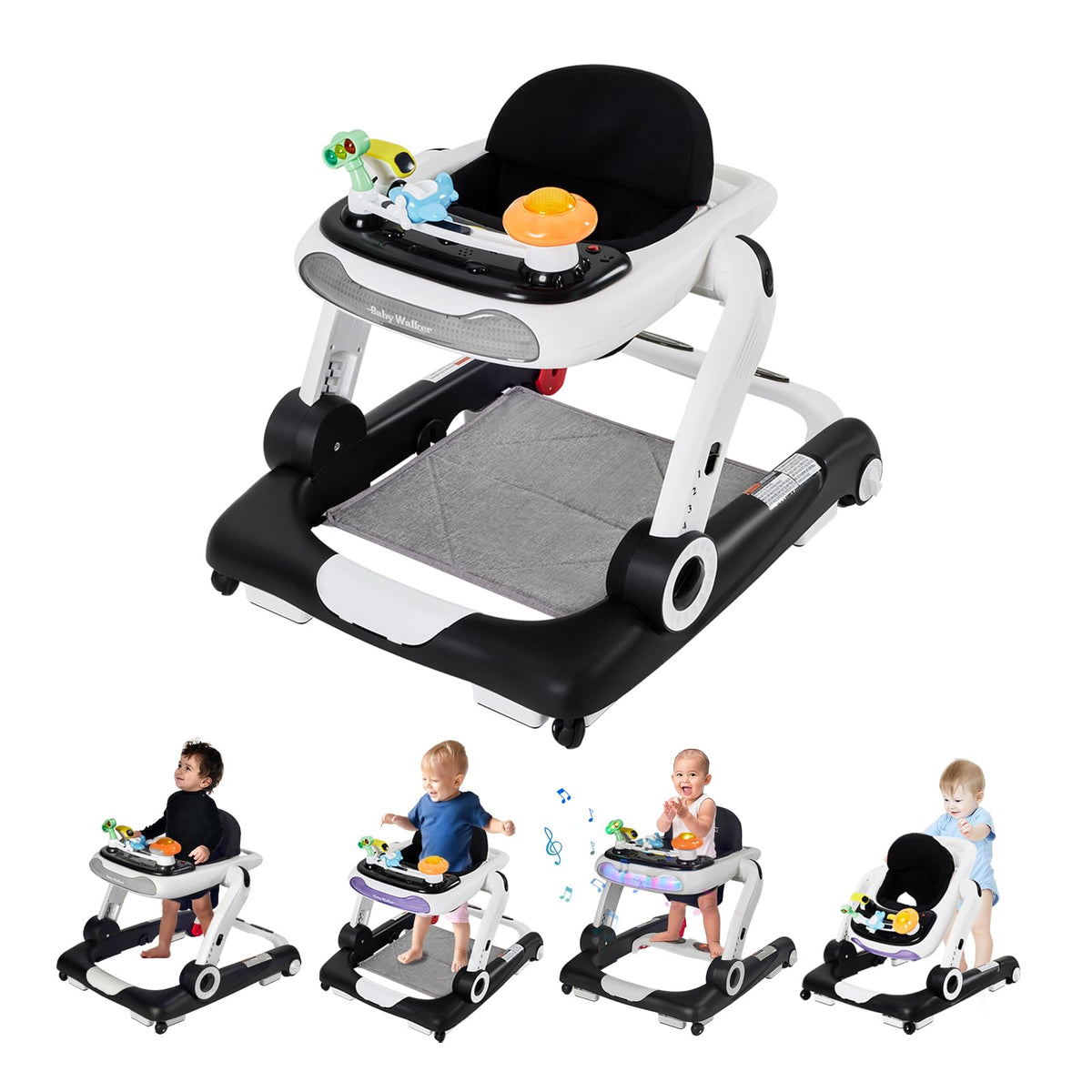 Foldable Adjustable Baby Walker with Wheels and Bouncer J894849