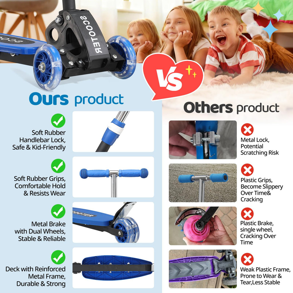 3 Wheel Kids Kick Scooter with Light-Up Wheels and Adjustable Handlebar C3311