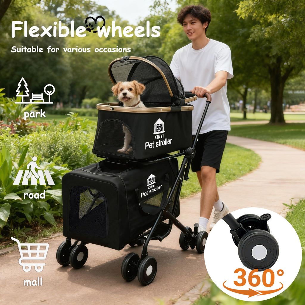 XL Extra-Large Double Pet Stroller with Weather Cover I78906