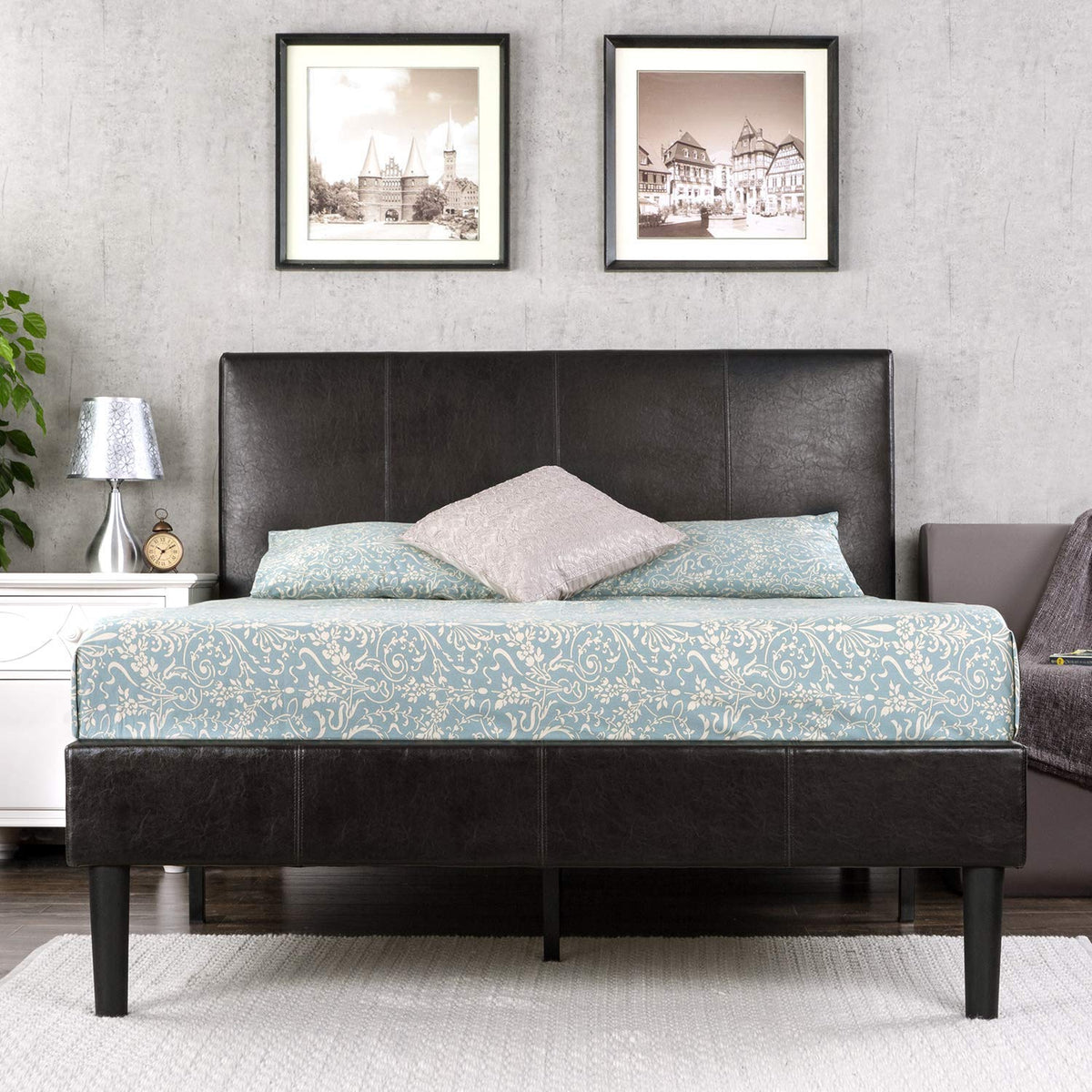 Faux Leather Upholstered Platform Bed Frame California King J828