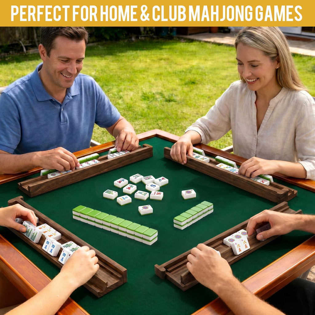 Acacia Wooden Mahjong Racks with Pushers H6182