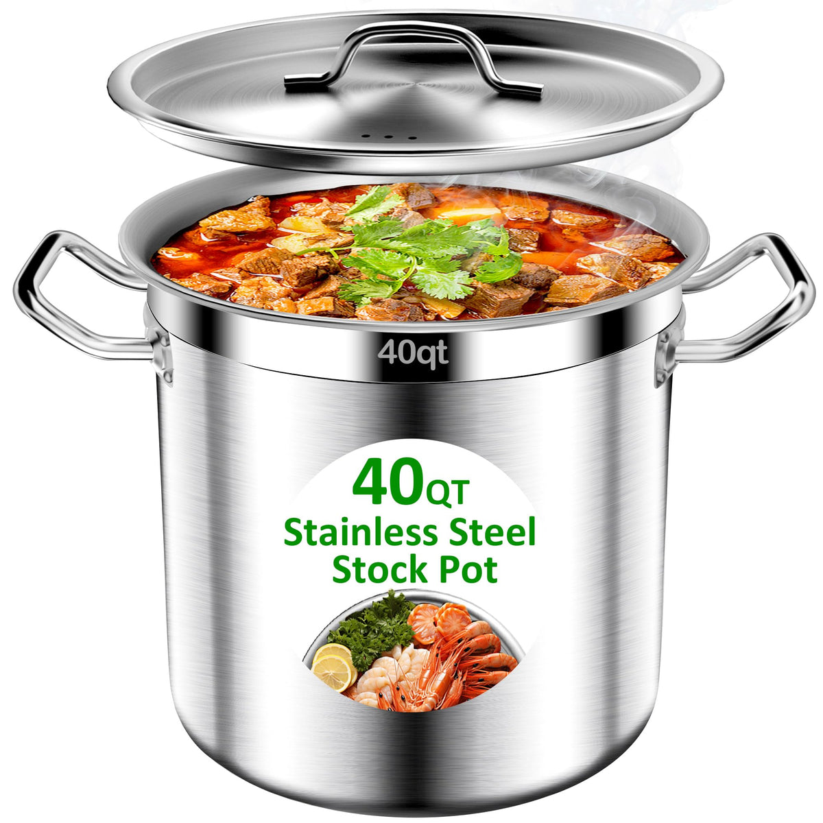 40QT Stainless Steel Stockpot with Lid J1287