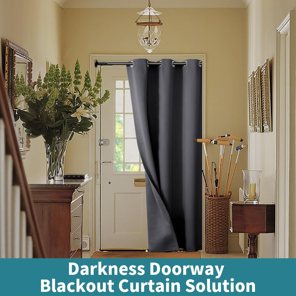 Dark Grey 34 x 80 Inch Thermal Insulated Blackout Curtain Q215532