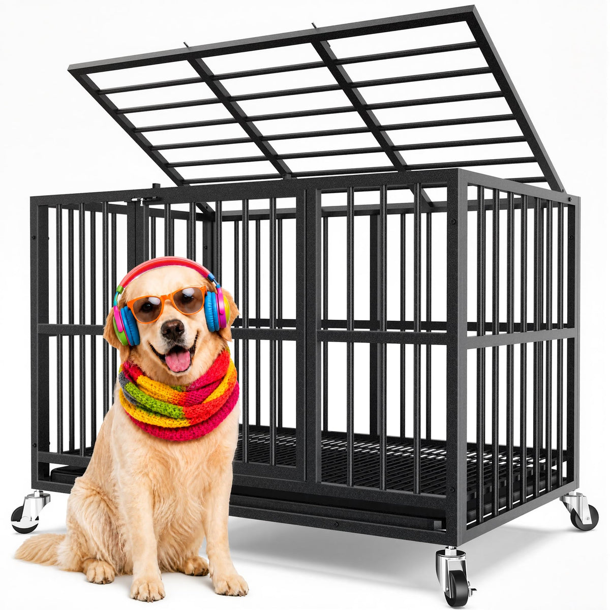 48 Inch Heavy Duty Black Dog Kennel X5797