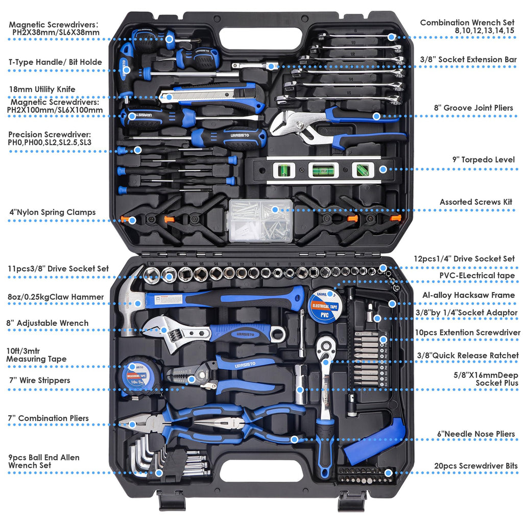 168-Piece Socket Wrench Hand Tool Kit with Toolbox K3840