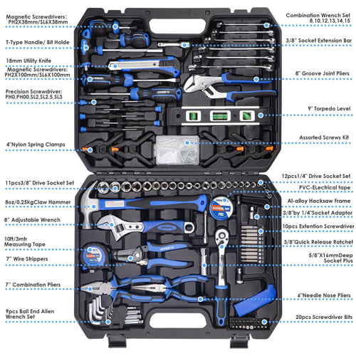 168-Piece Socket Wrench Hand Tool Kit with Toolbox K3840