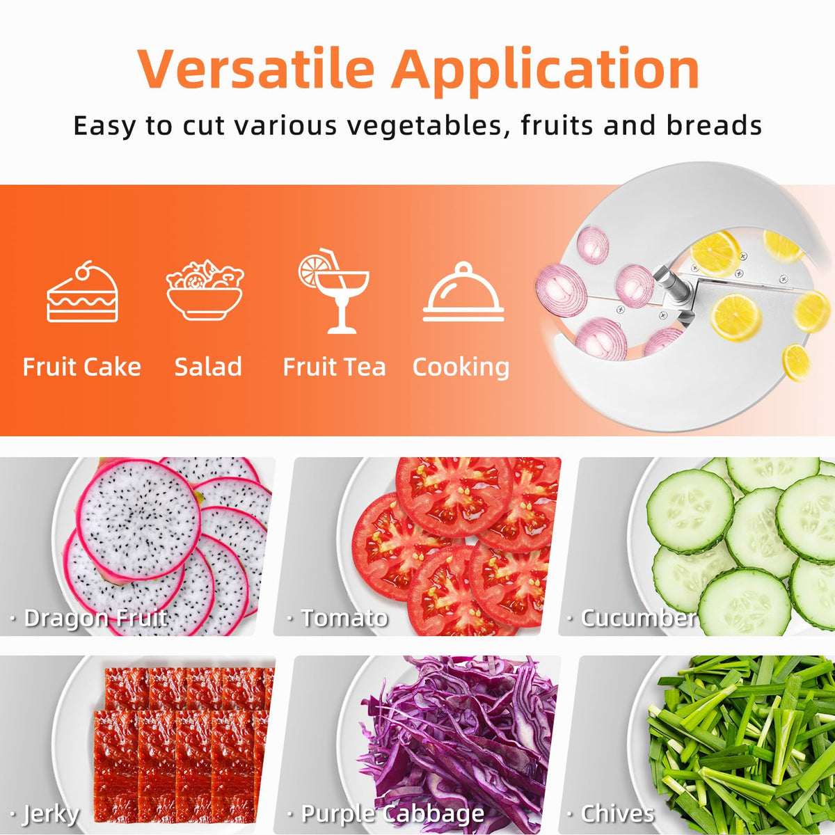 Electric Vegetable Slicer, Stainless Steel 2 IN 1 Manual & Electric Food Slicer N593685