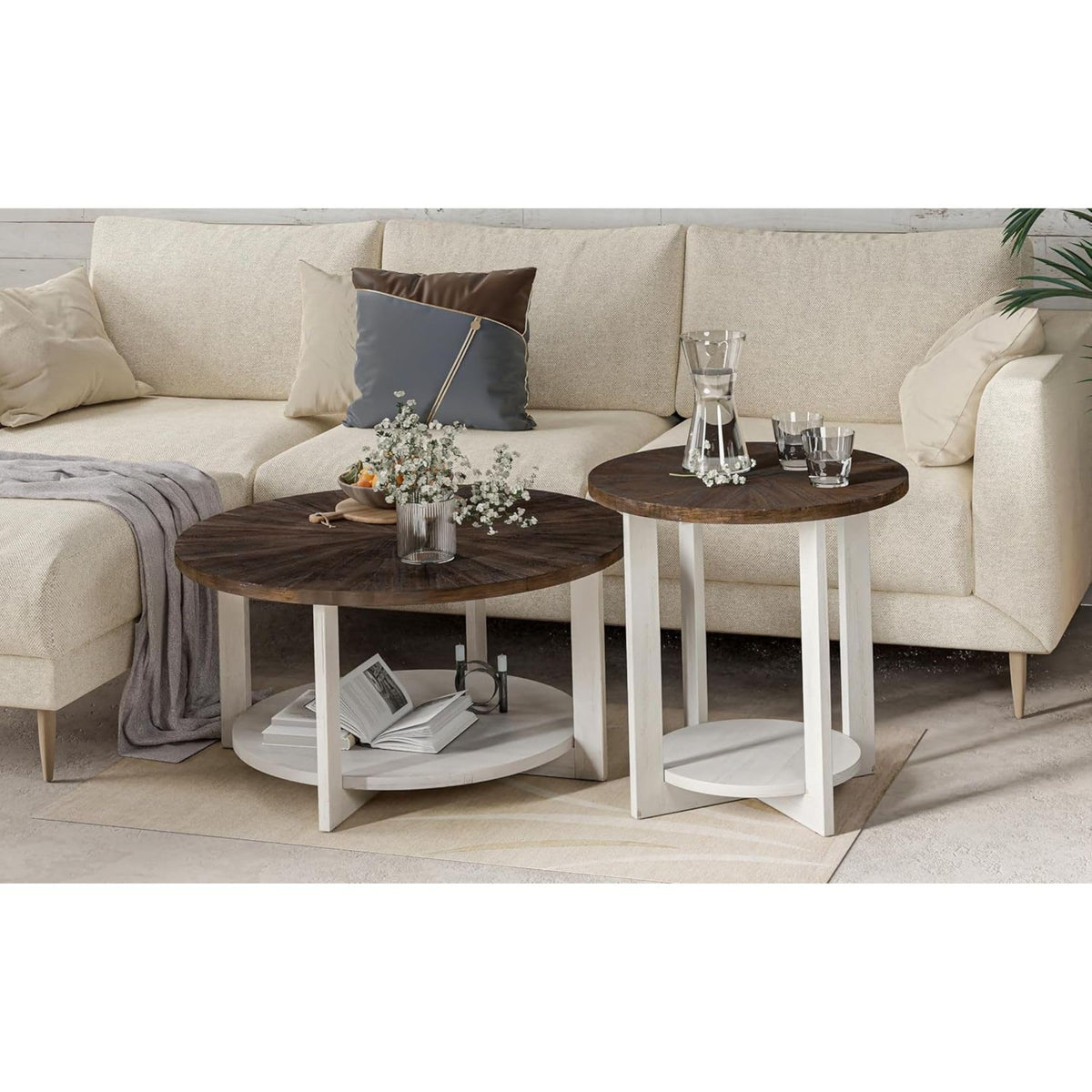 Round Farmhouse Coffee Table M3302