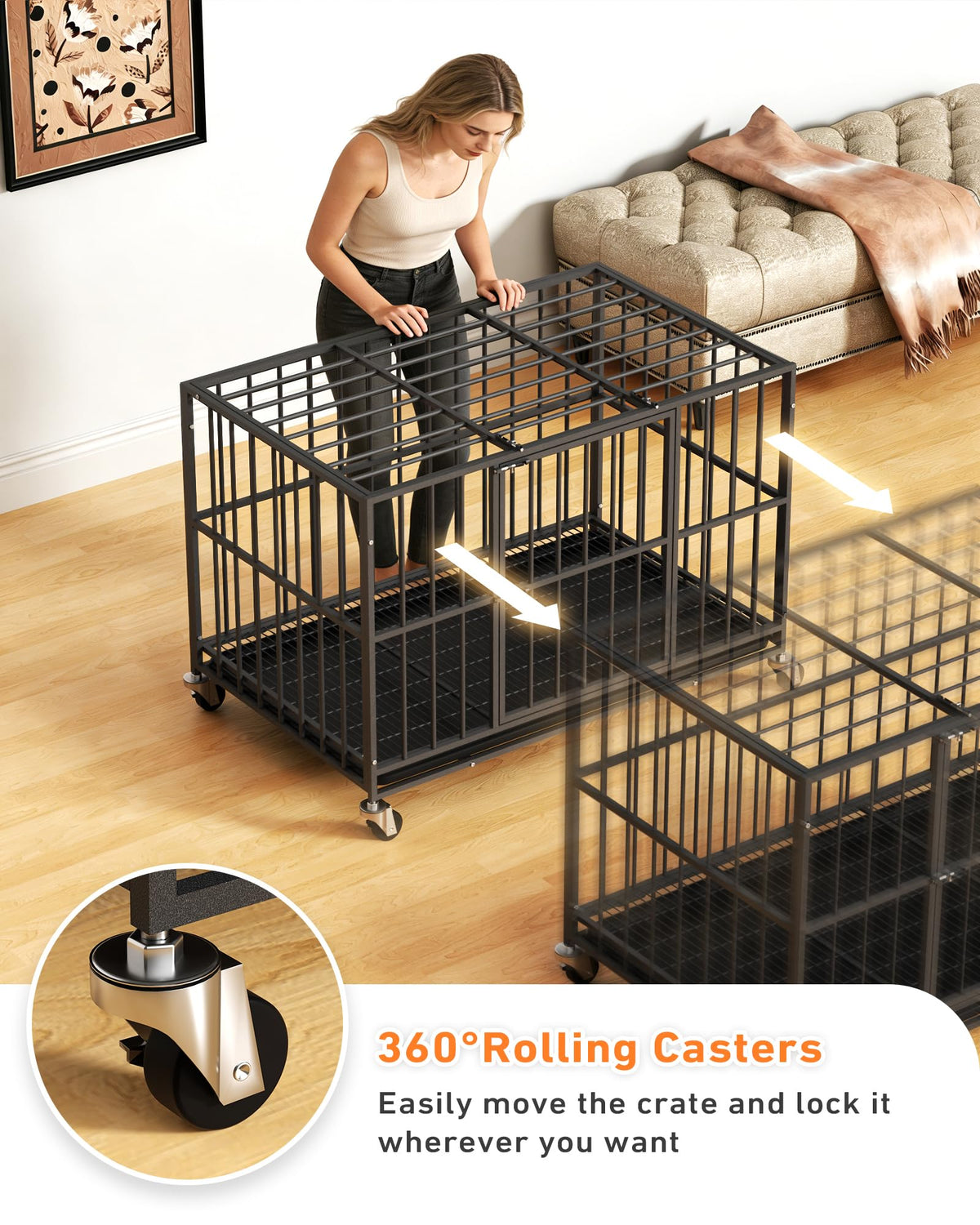 48 Inch Heavy Duty Black Dog Kennel X5797