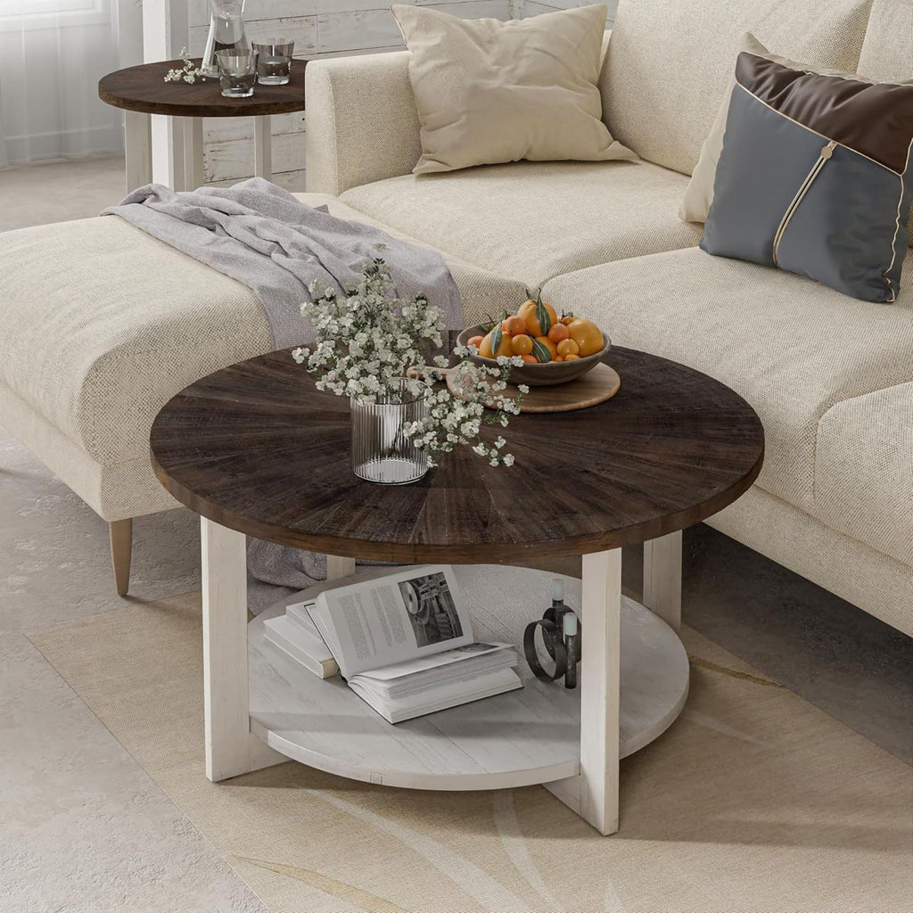Round Farmhouse Coffee Table M3302