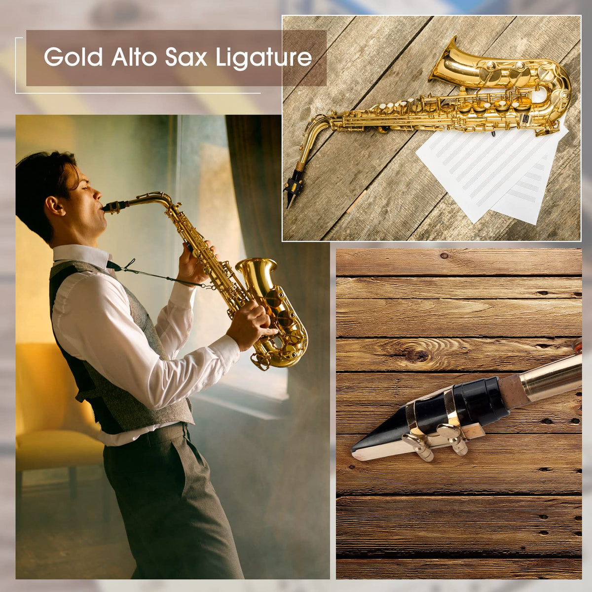 2 Pcs Gold Alto Saxophone Ligature V481