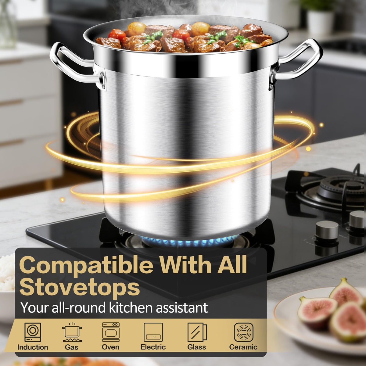 40QT Stainless Steel Stockpot with Lid J1287