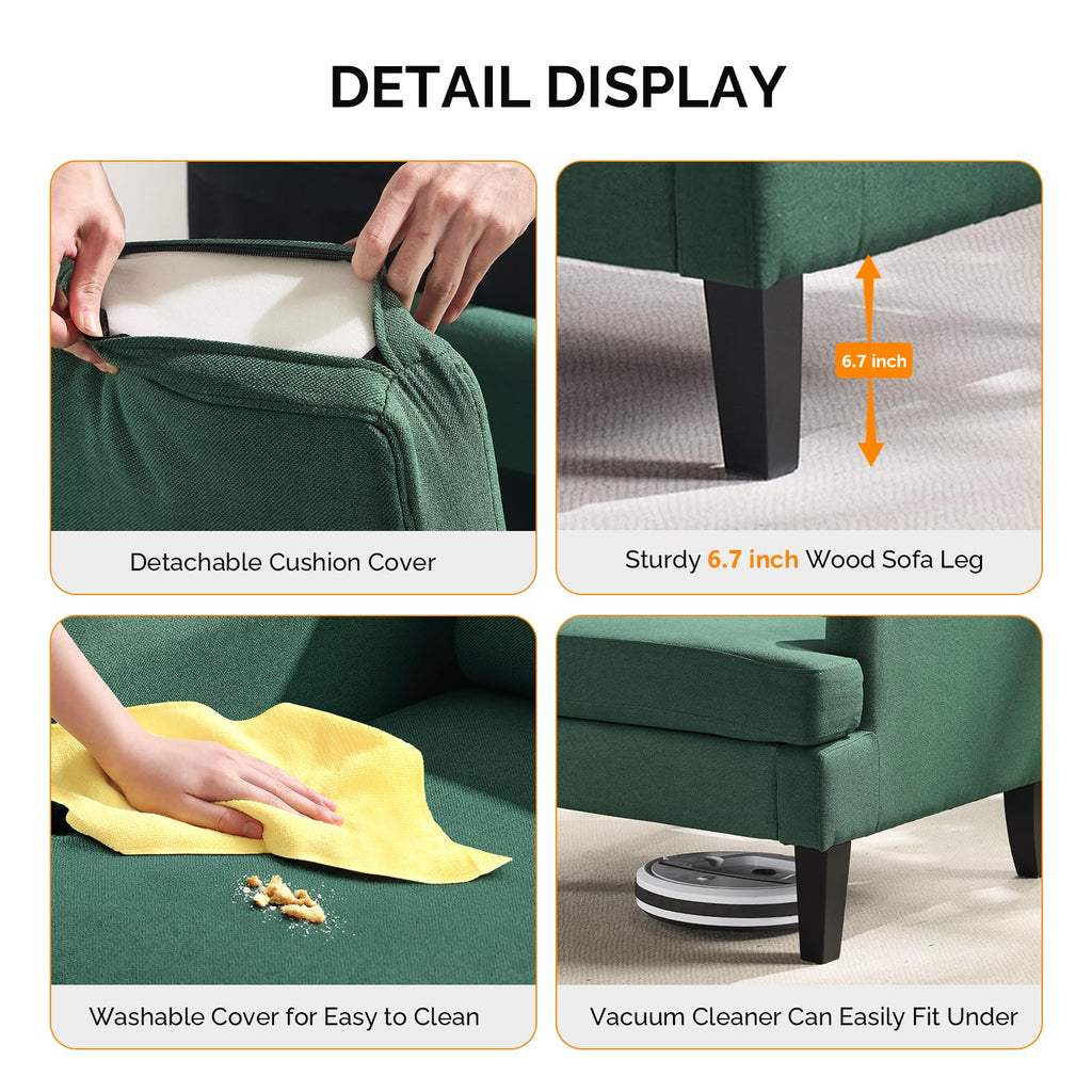 Green Linen Fabric Accent Chairs Set of 2 K58675
