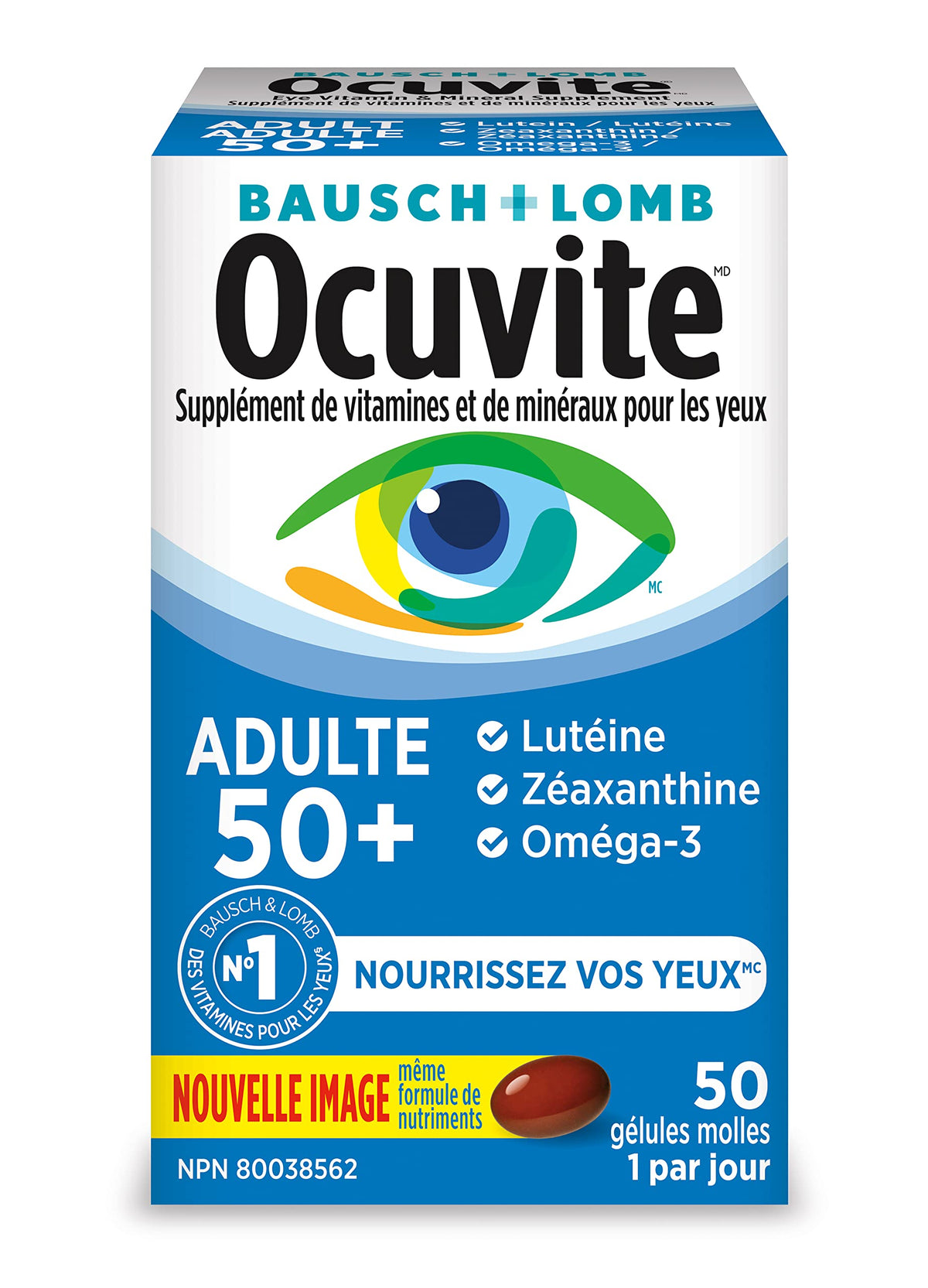 Eye Vitamin & Mineral Supplement with Omega-3, Zinc, Lutein & Zeaxanthin, 50 Softgels D18216
