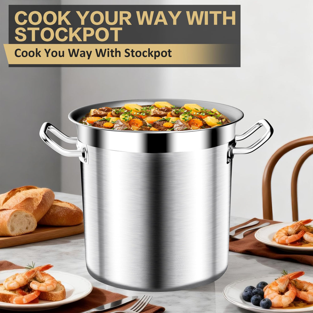40QT Stainless Steel Stockpot with Lid J1287