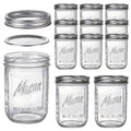 12 Pack 16 oz Wide Mouth Glass Mason Jars with Lids C86876