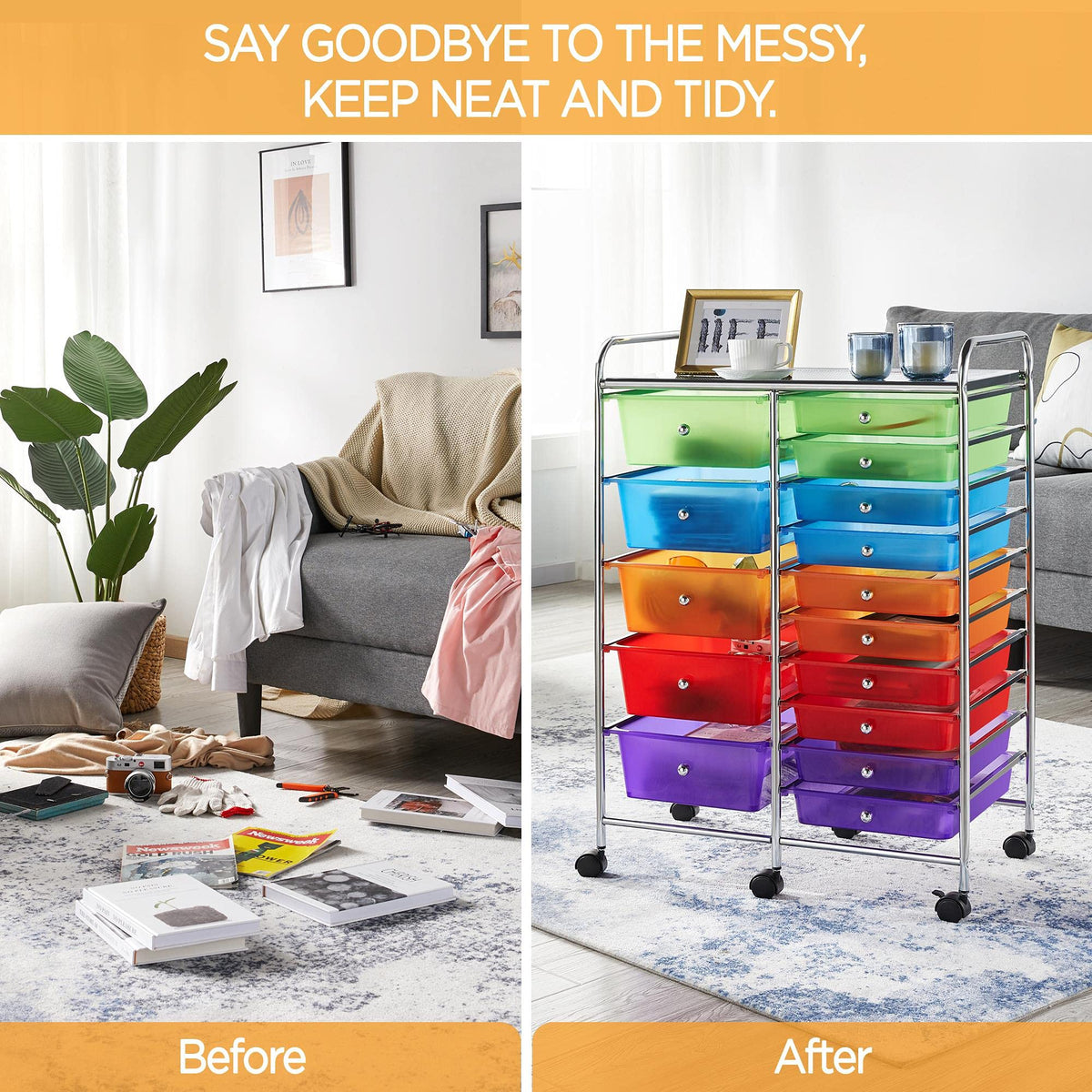 15 Drawer Rolling Storage Cart K8838