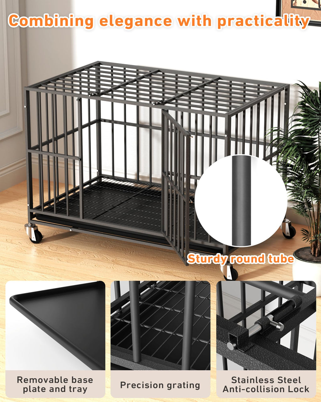 48 Inch Heavy Duty Black Dog Kennel X5797
