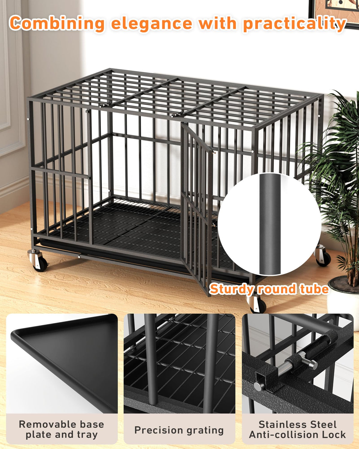 48 Inch Heavy Duty Black Dog Kennel X5797