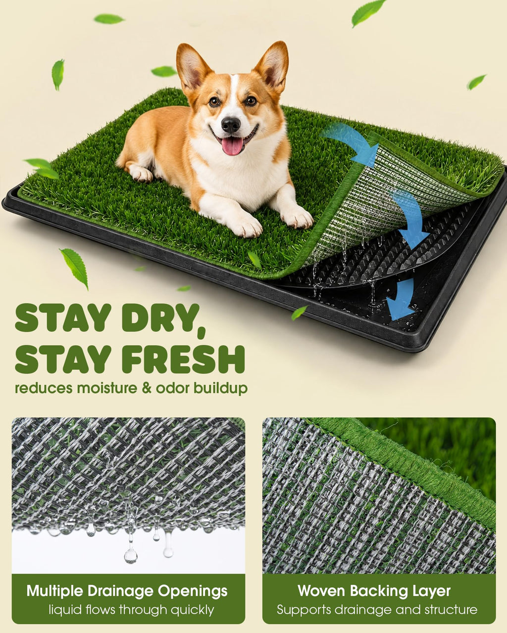3 Layer Dog Grass Pad with Tray 30" x 20" B469565