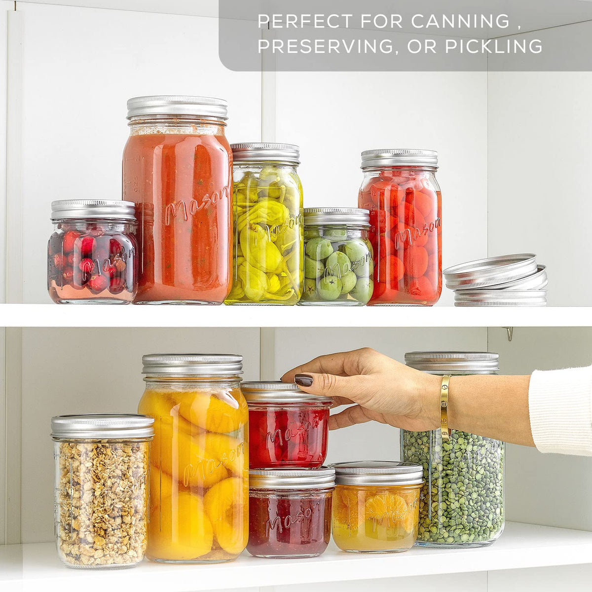 16 Oz 6-Pack Regular Mouth Glass Mason Jars with Lids S888423
