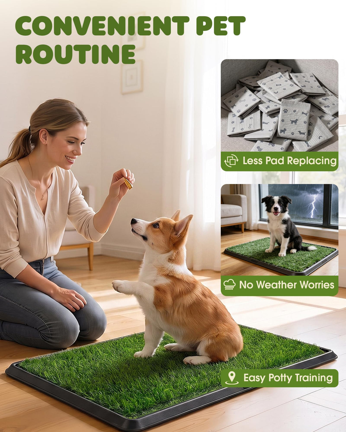 3 Layer Dog Grass Pad with Tray 30" x 20" B469565