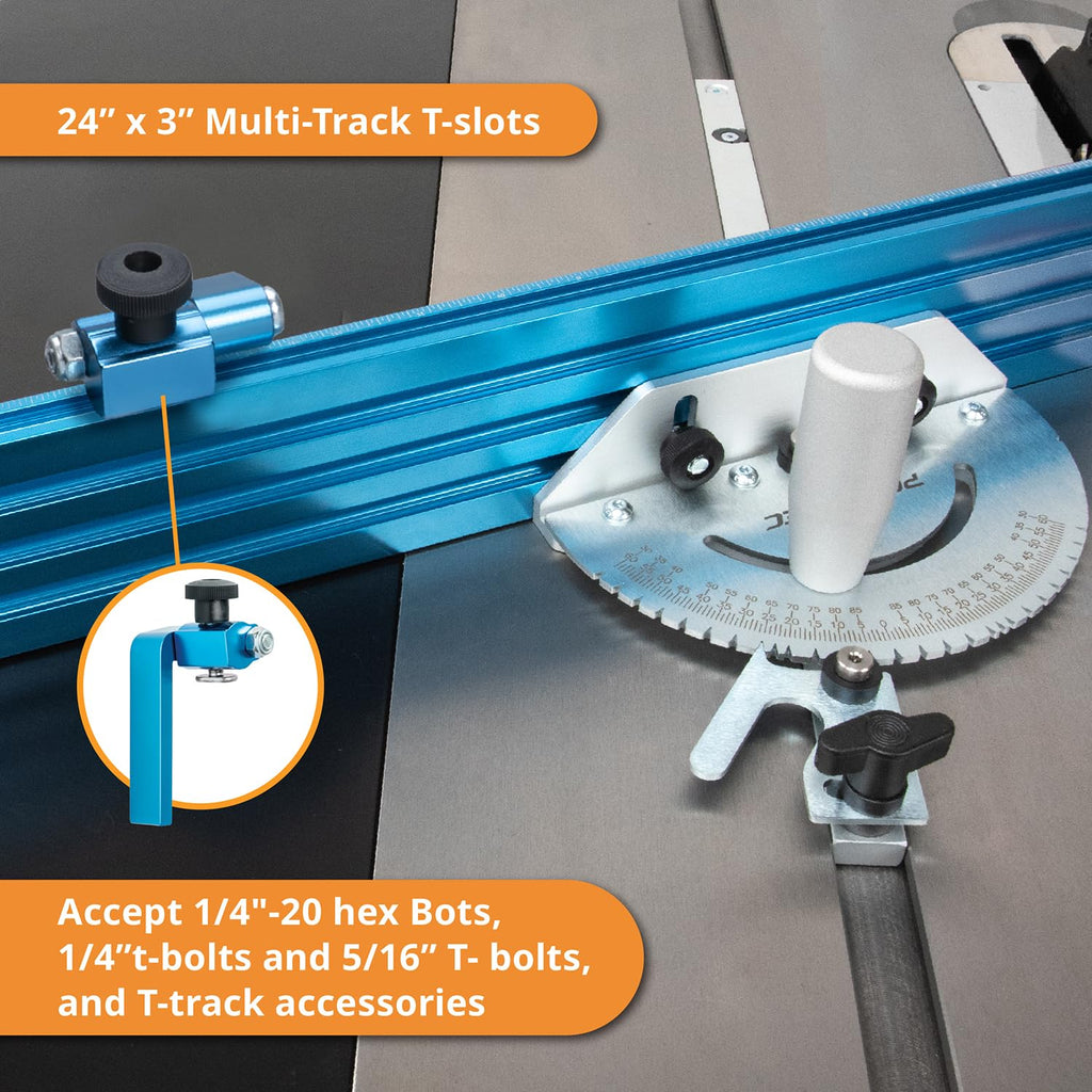 Table Saw Precision Miter Gauge System with 27 Angle Stops and T-Slotted Miter Bar P354