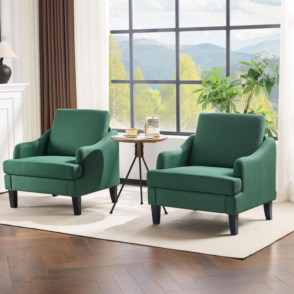 Green Linen Fabric Accent Chairs Set of 2 K58675