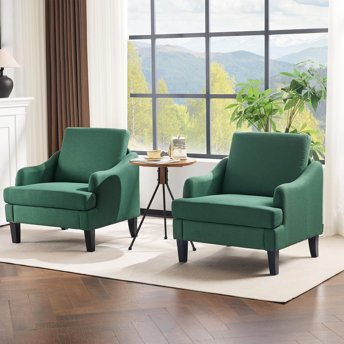 Green Linen Fabric Accent Chairs Set of 2 K58675