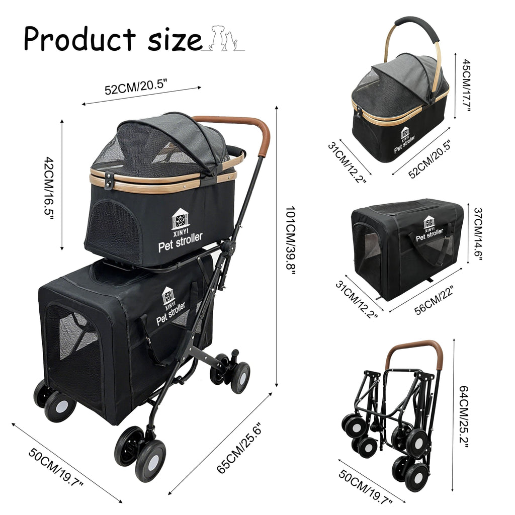 XL Extra-Large Double Pet Stroller with Weather Cover I78906